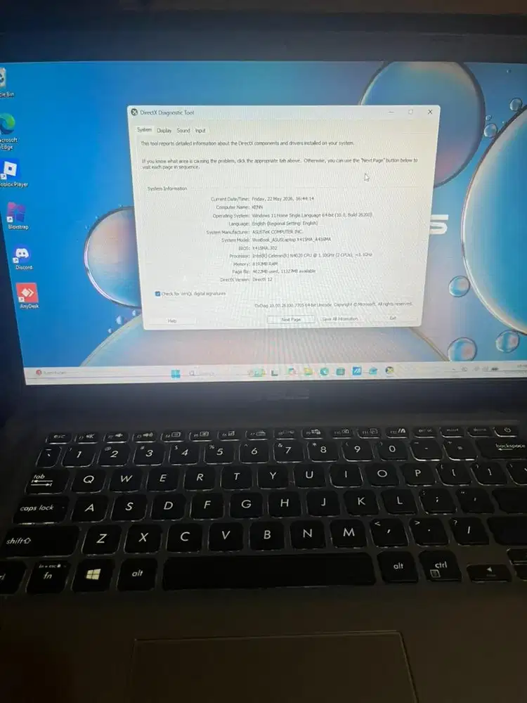 Laptop Asus X415MA RAM 8/256