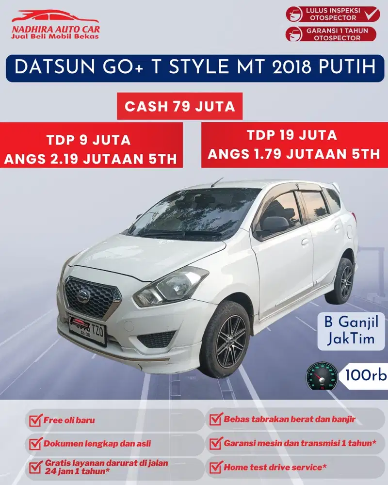 Angsuran 1 Jutaan Datsun GO+ T Style MT 2018 Putih