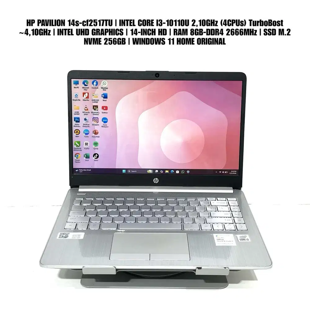 LAPTOP HP 14S INTEL I3-10110U 4CPUs 14inch 8GB/256GB WIN 11 ORIGINAL