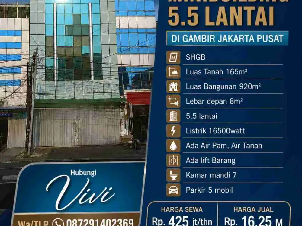 Turun Harga
FOR SALE & RENT MINIBUILDING 5.5 LANTAI DI GAMBIR JAKARTA PUSAT
SHGB