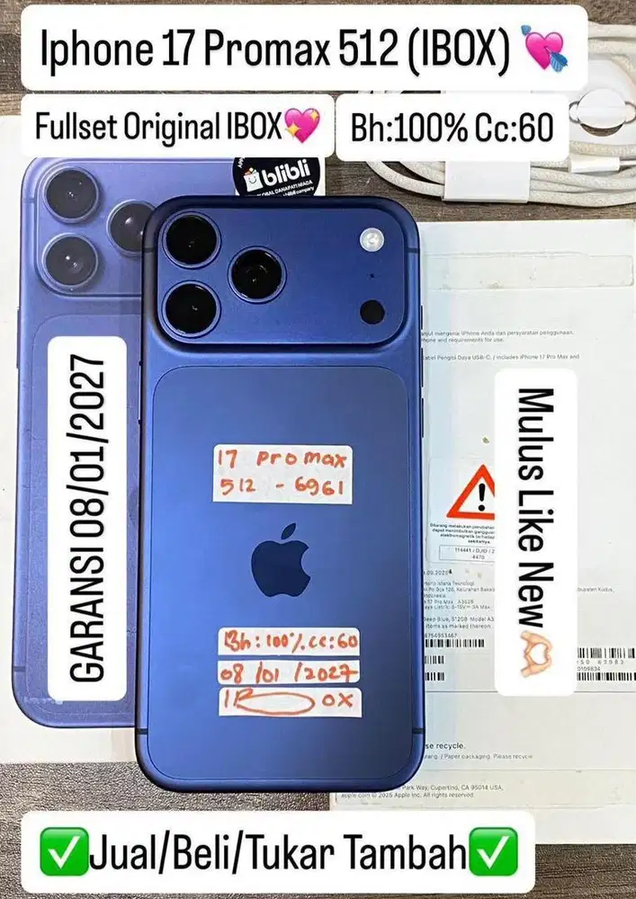 Iphone 17 Promax 512 Gb Deep Blue Resmi ibox