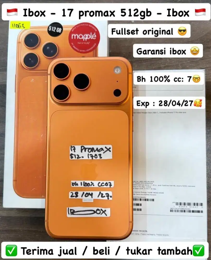 Iphone 17 Promax 512 Gb Cosmic Orang Ibox