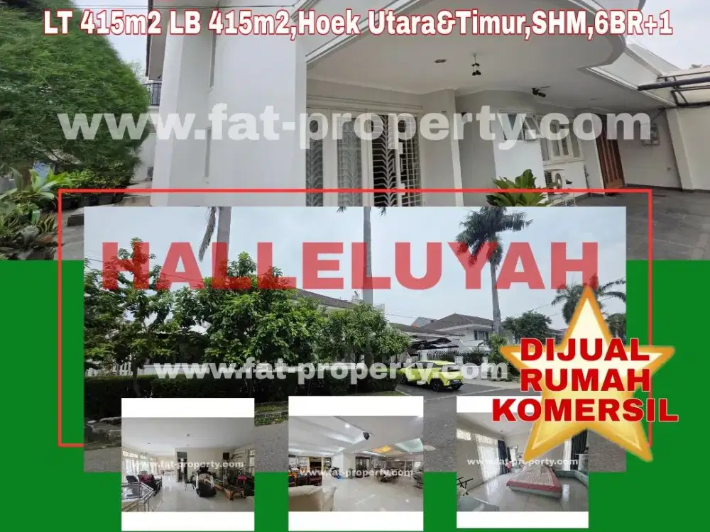 MURAH!Dijual rumah komersil di Duri Kepa,JakBar LT415m2 LB415m2,Hoek Utr&Tmr,6BR+1 ,SHM