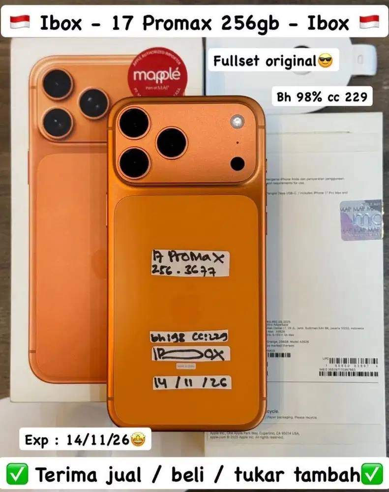 Iphone 17 Promax 256 Gb Cosmic Orang Resmi ibox
