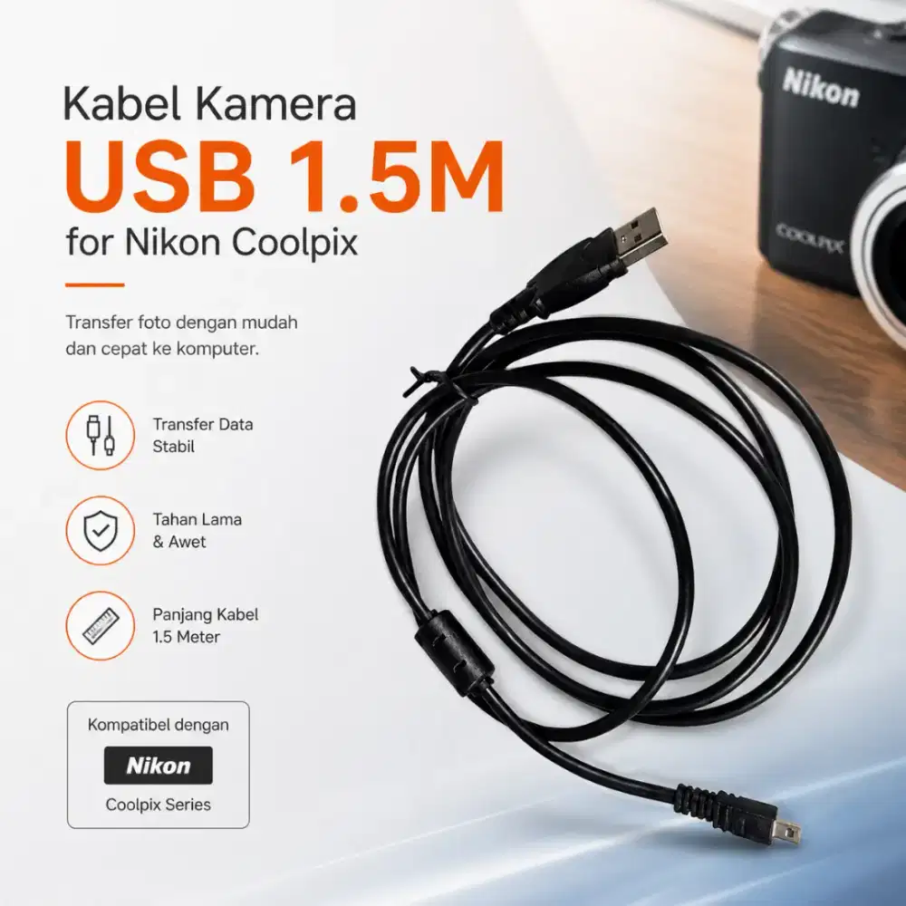 Kabel Kamera Nikon Coolpix UC-E6 USB to Mini USB Data Cable 1.5M