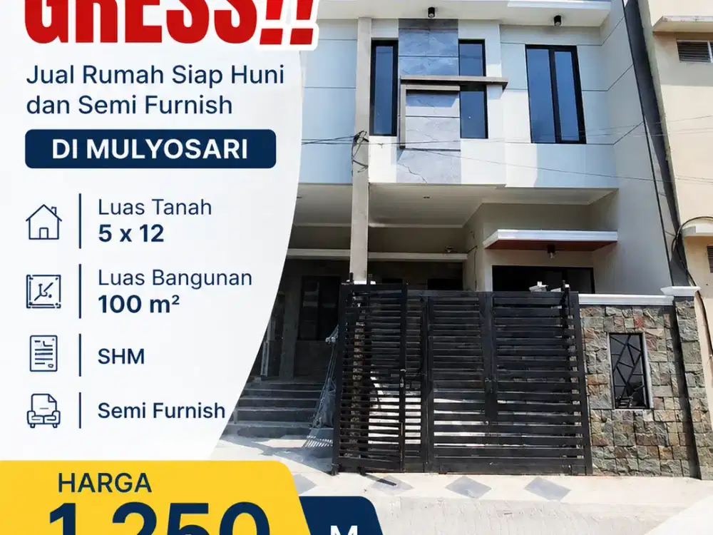 Baru Gress‼️Jual Rumah Siap Huni dan Semi Furnish di Mulyosari Surabaya