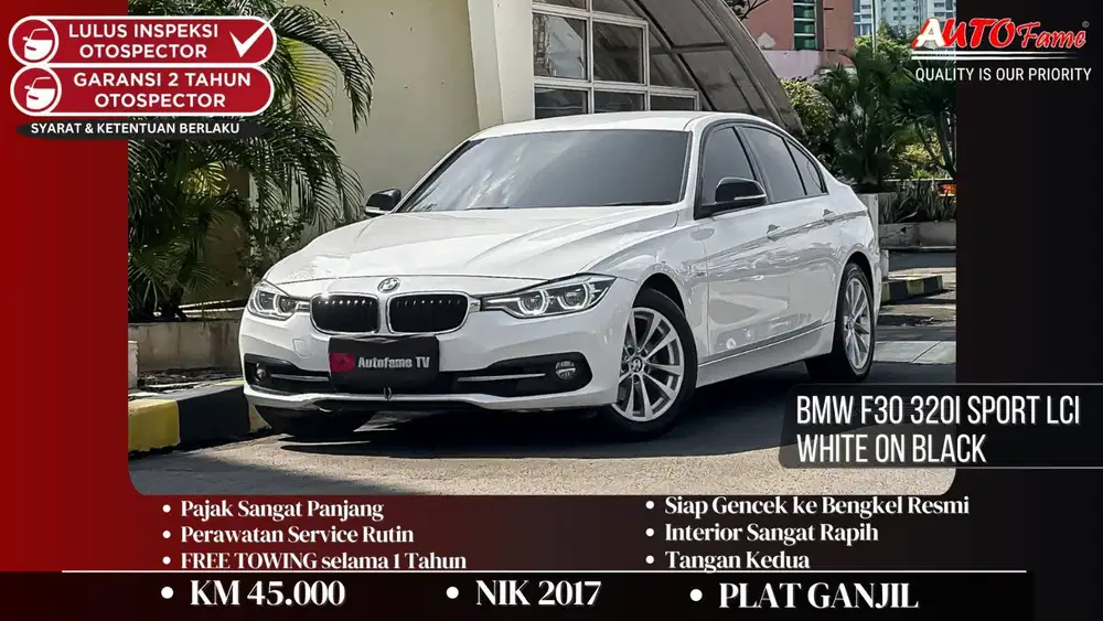 BMW F30 320i Sport LCi NIK 2017 White On Black