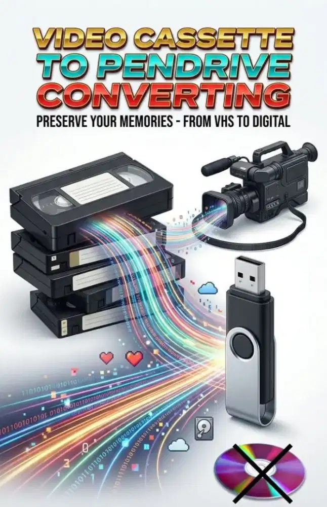 Handycam Kaset MiniDv VHS Video8 ke Flashdisk / DVD