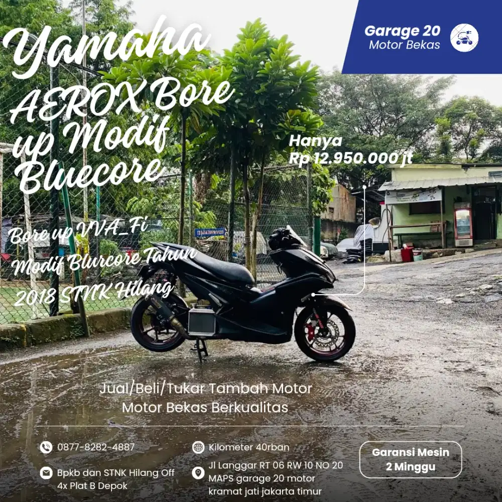 Yamaha Aerox Bore up Modif Blurcore VVA_Fi Tahun 2018 STNK Hilang