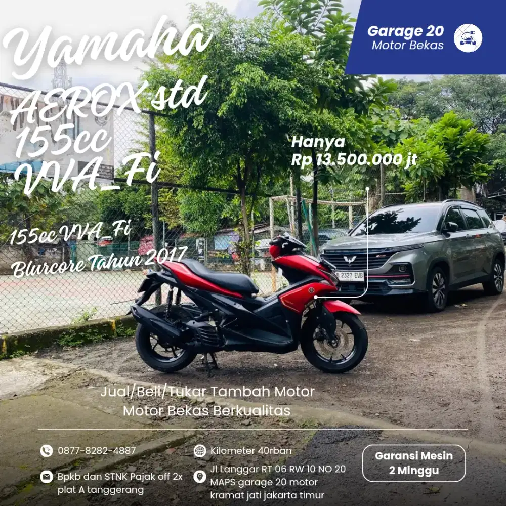 Yamaha Aerox Old 155cc VVA_Fi Blurcore Tahun 2017 Pajak Off