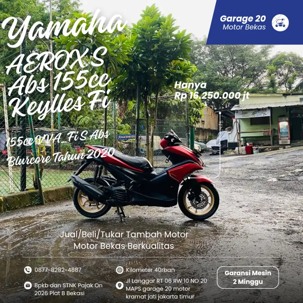 Yamaha Aerox S Abs Blurcore Fi VVA_Fi Keylles Tahun 2020 Pajak Hidup