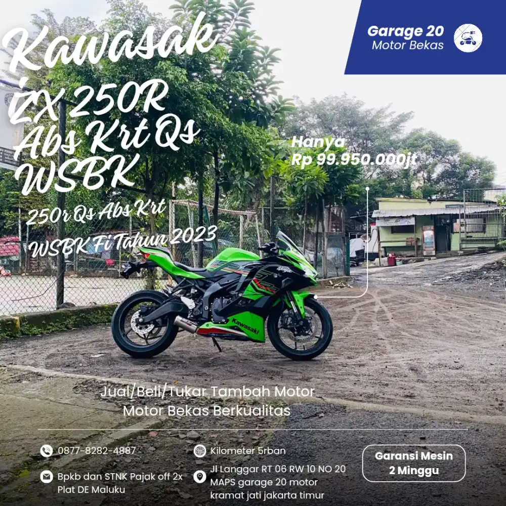 Kawasaki Ninja Zx 250R Abs Krt Qs se WSBK Tahun 2023 Pajak Off