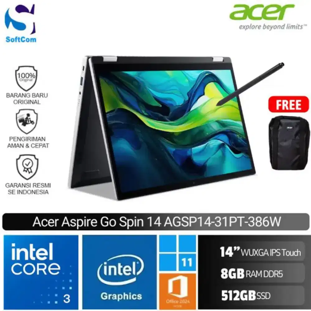 Cicilan Laptop Acer touchscreen lipat 360 cuma pakai ktp