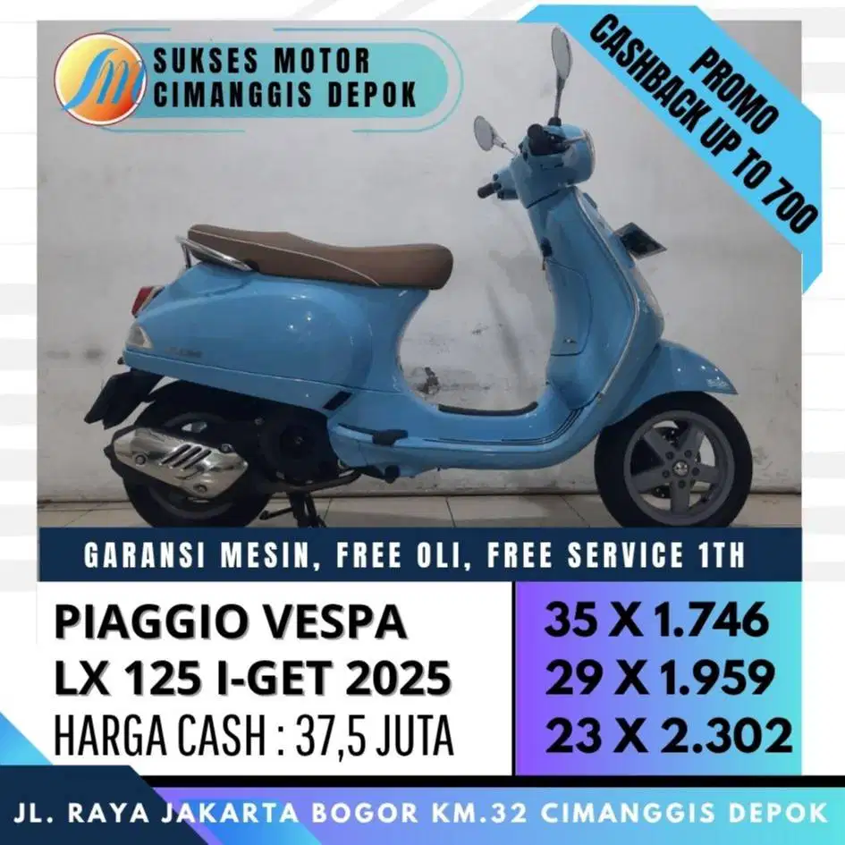 VESPA LX 125 I-GET 2025 CASH KREDIT DP 1JUTAAN [SUKSESS MOTOR]