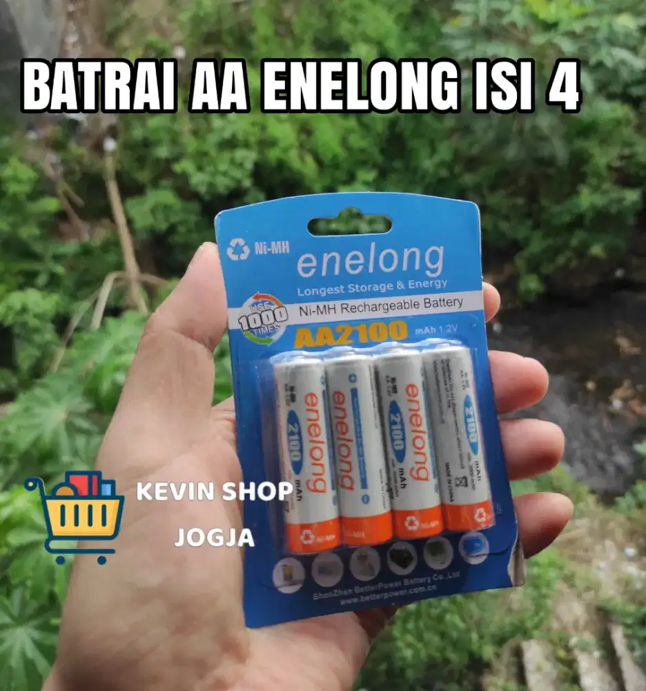 isi 4 Batrai AA merk enelong ukuran jam dinding bisa di cas