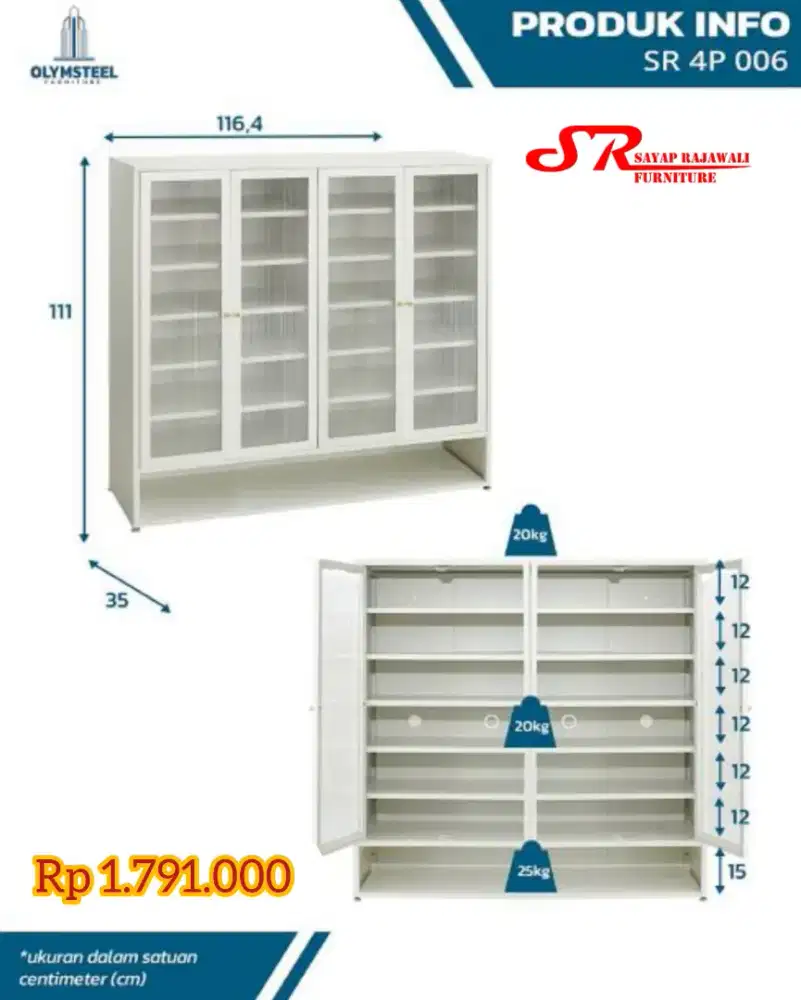 Rak Sepatu Besi Olymsteel SR White Series Murah Jogja(Ars)