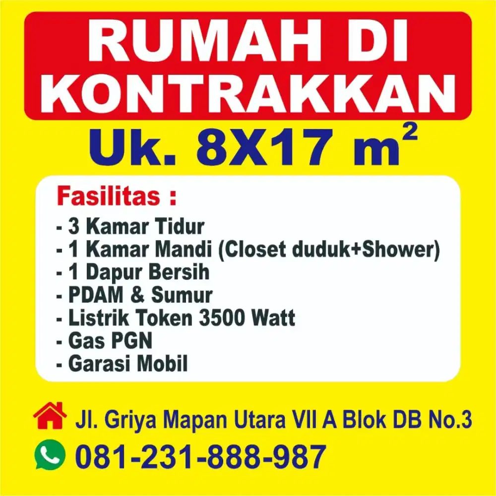 DI KONTRAKAN - RUMAH 3 KAMAR WARU SIDOARJO