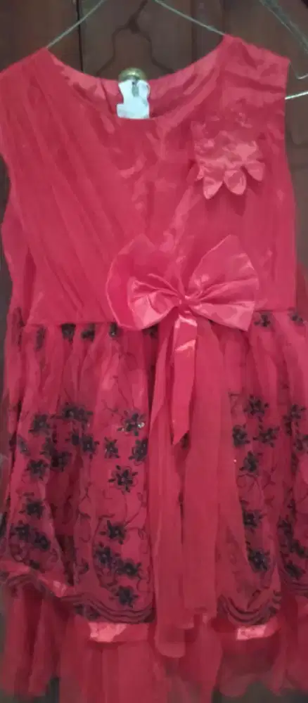 Dress Anak Perempuan D.A.2 Merah Pita Umur 4-5tahun