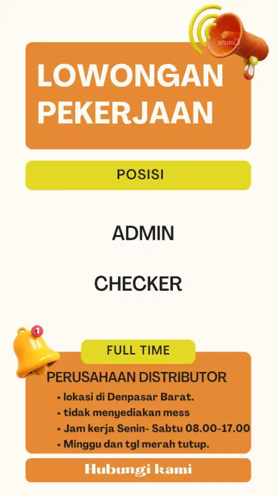 Lowongan untuk Admin & Checker