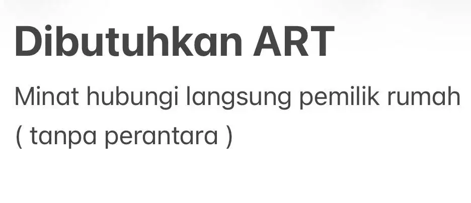 Urgent Dibutuhkan ART