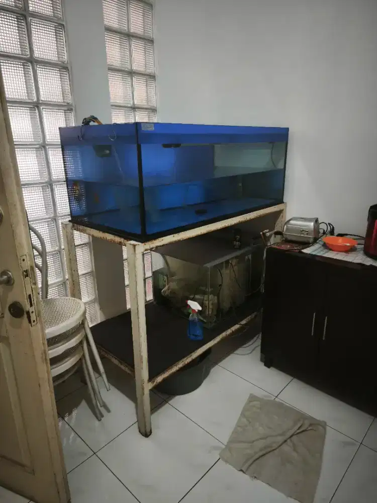 Jual Aquarium 120x60x50+filter bawah 3 chamber full set