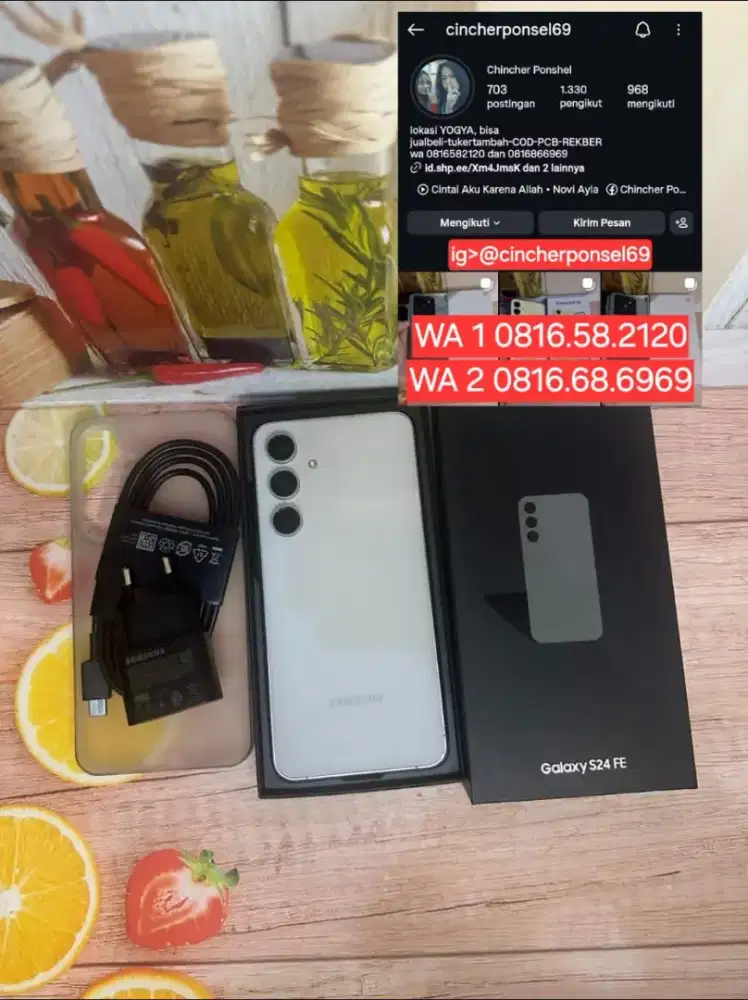 Jual hp likeNEW SAMSUNG S24 fe 5g 8/256 istimwa siap pakai FRE adaptor