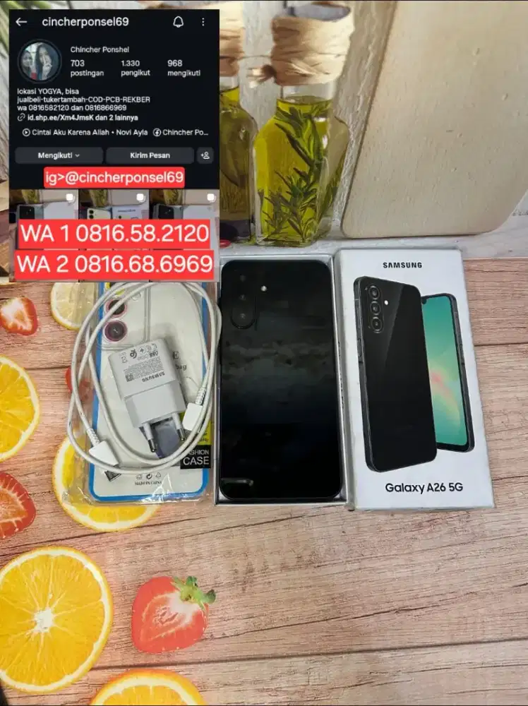 Jual hp likenew samsung A26 5g 8/256 likenew istimewa free ADAPTOR