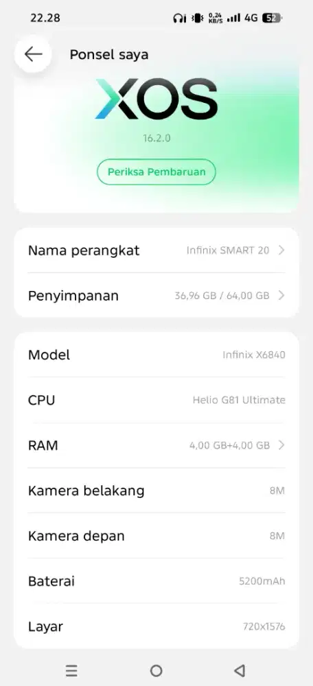 Jual hp Infinix smart 20 baru pakai 2 hari