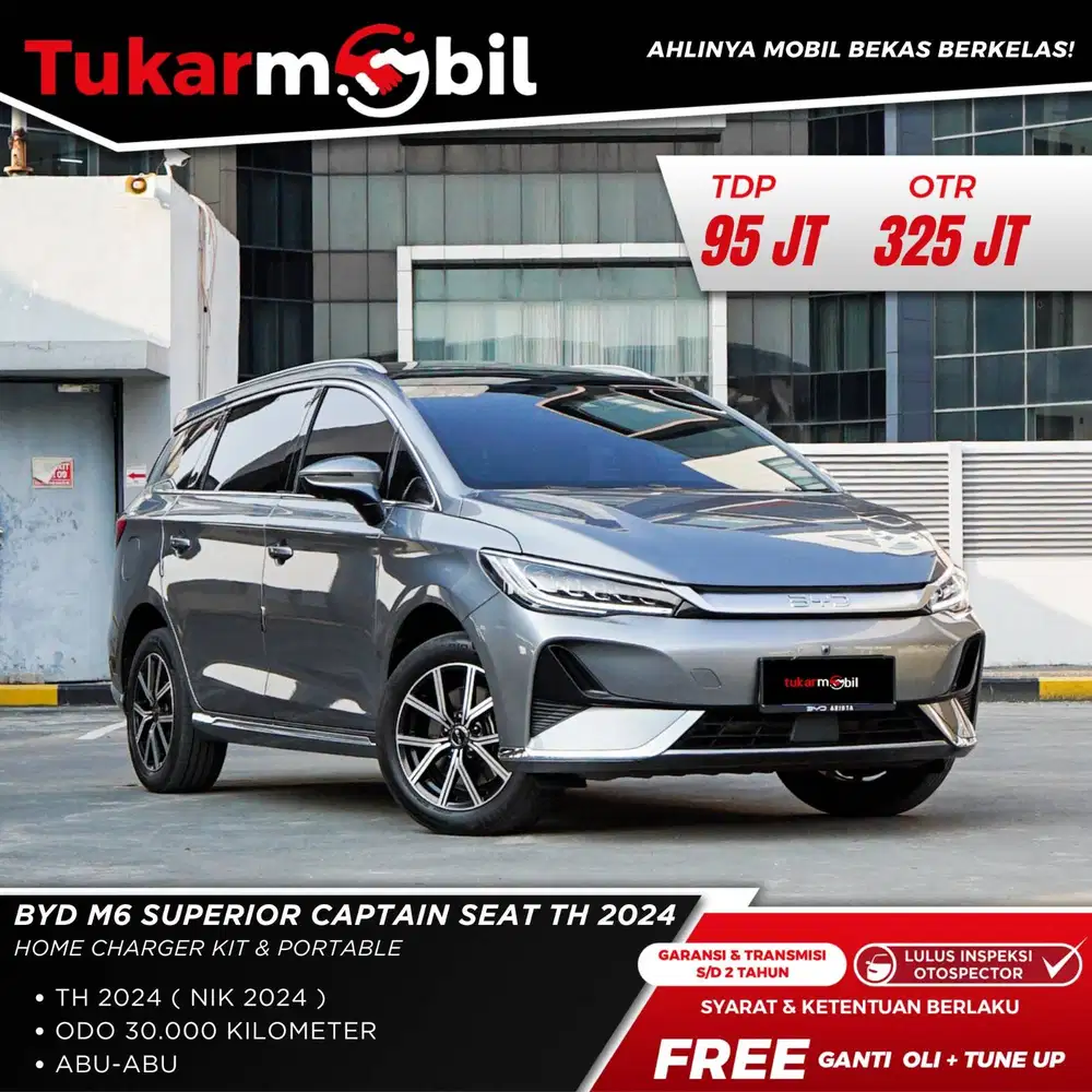 [BERGARANSI] BYD M6 SUPERIOR CAPTAIN SEAT THN 2024 CHARGER LENGKAP