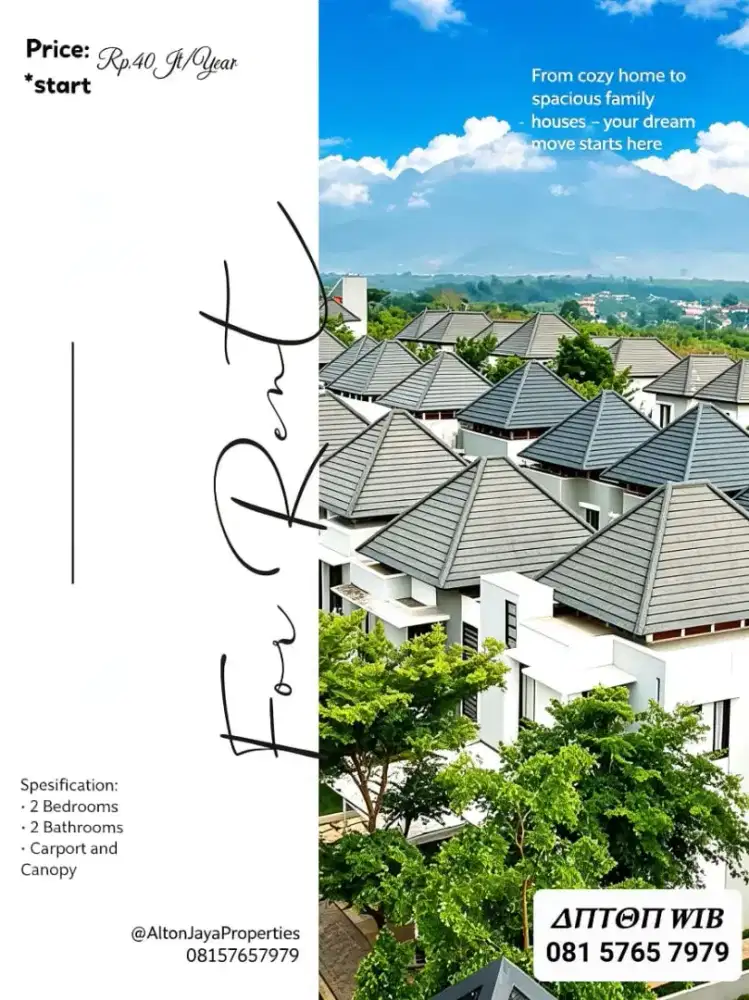Kontrak/sewa rumah 2LT/120 KEDATON BSB serena miles victoria highland