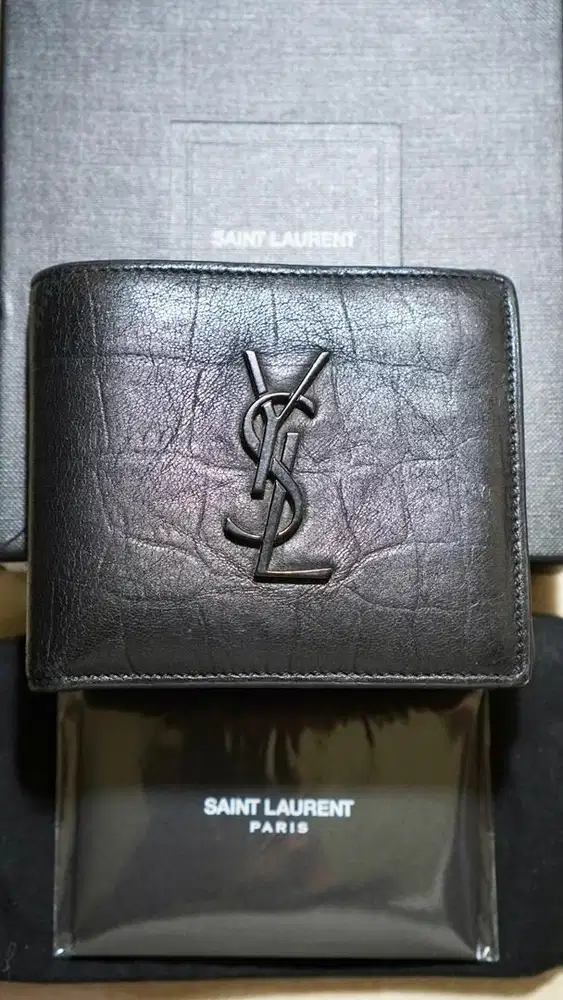 YSL Monogram Wallet Croco All Black