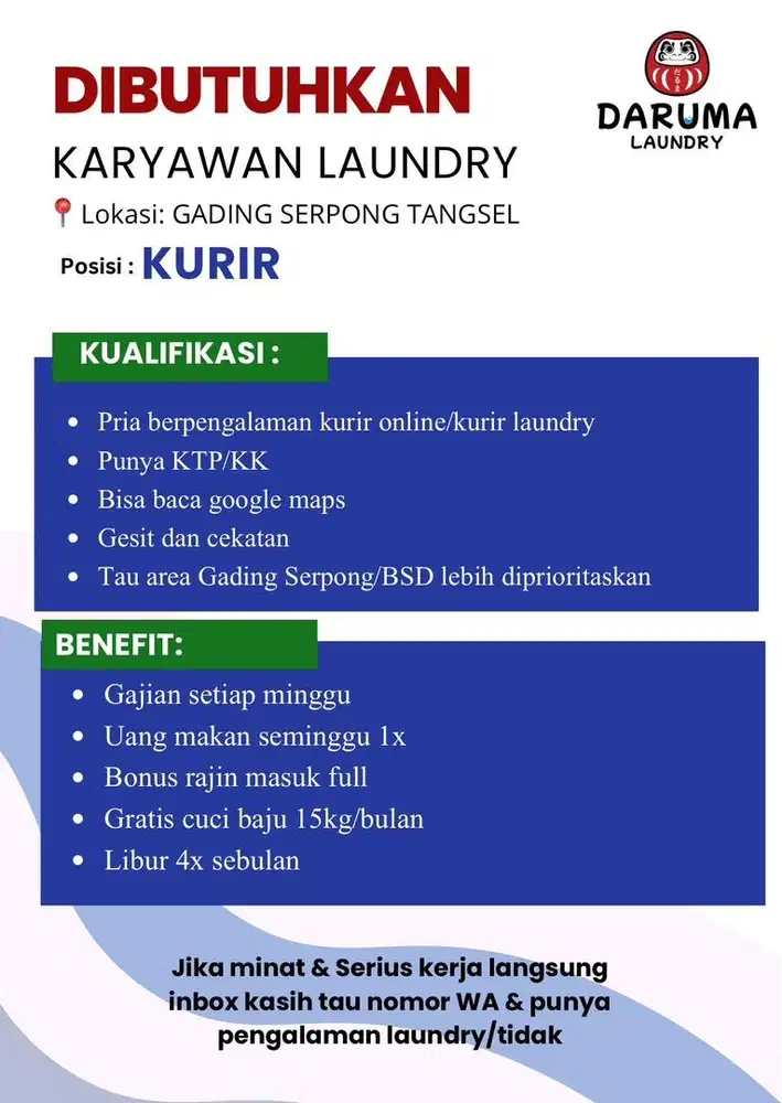 Lowongan Kerja Kurir/Helper
