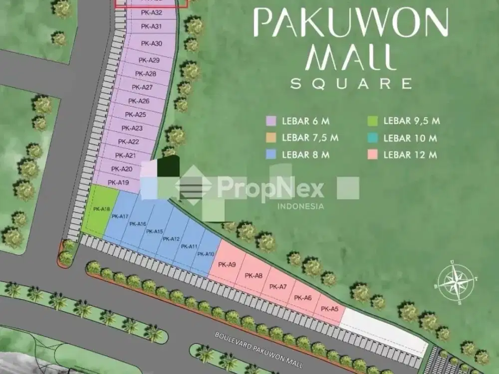 DIJUAL DISEWAKAN LAHAN KAVLING KOMERSIAL PAKUWON MALL SQUARE DEPAN PAKUWON MALL PREMIUM