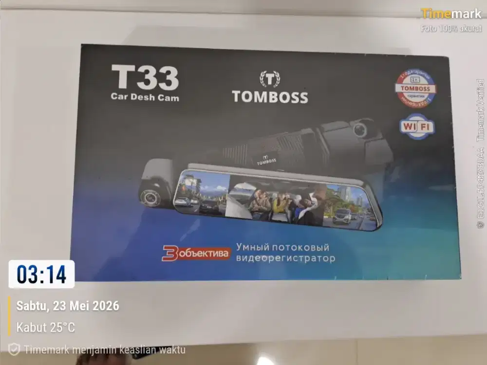 Tomboss T33 Dashcam 3 kamera mobil 2K Wifi ADAS quad-HD bonus microSD