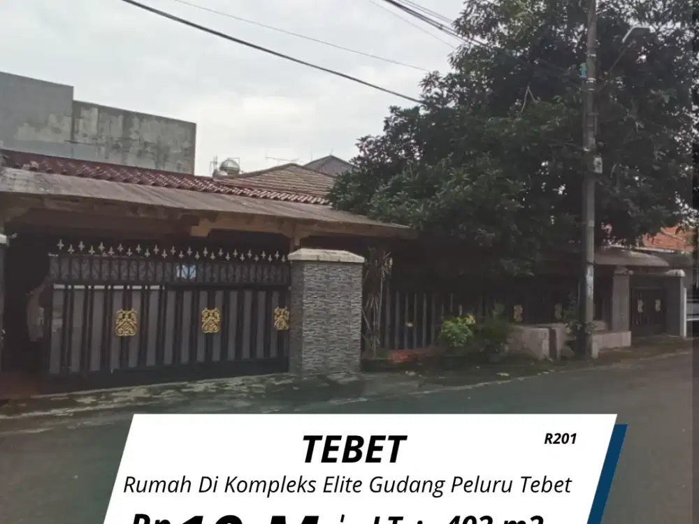 Rumah di Kompleks Elite Gudang Peluru Tebet Jakarta Selatan. Lokasi strategis bebas macet dan bebas banjir. Akses jalan sangat lebar.( R201 )