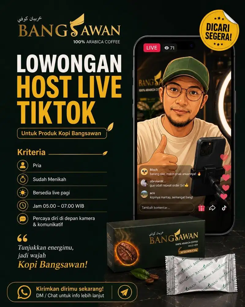 Host Live Tiktok (Pria, Pagi)