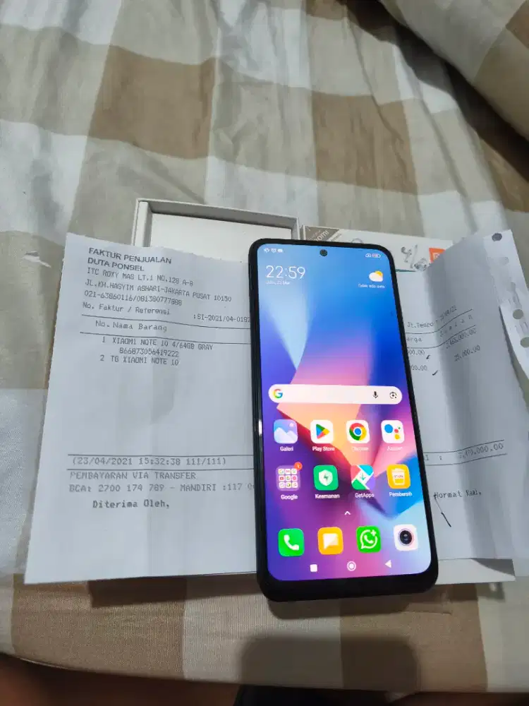 Redmi note 10 ram 4/64gb HP+dus aja