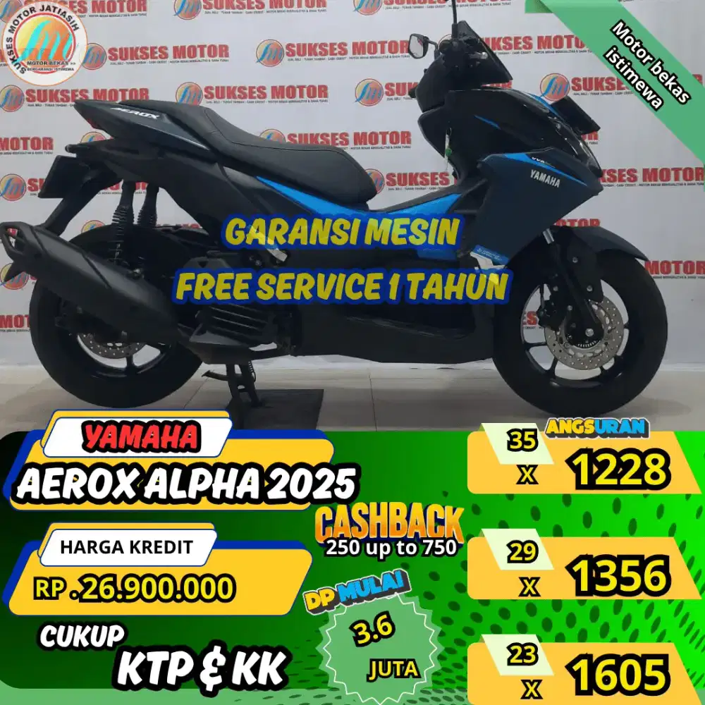 YAMAHA AEROX ALPHA 2025 DP&ANGSURAN TERMURAHSYRT KTP&KK(SUKSESMOTOR)