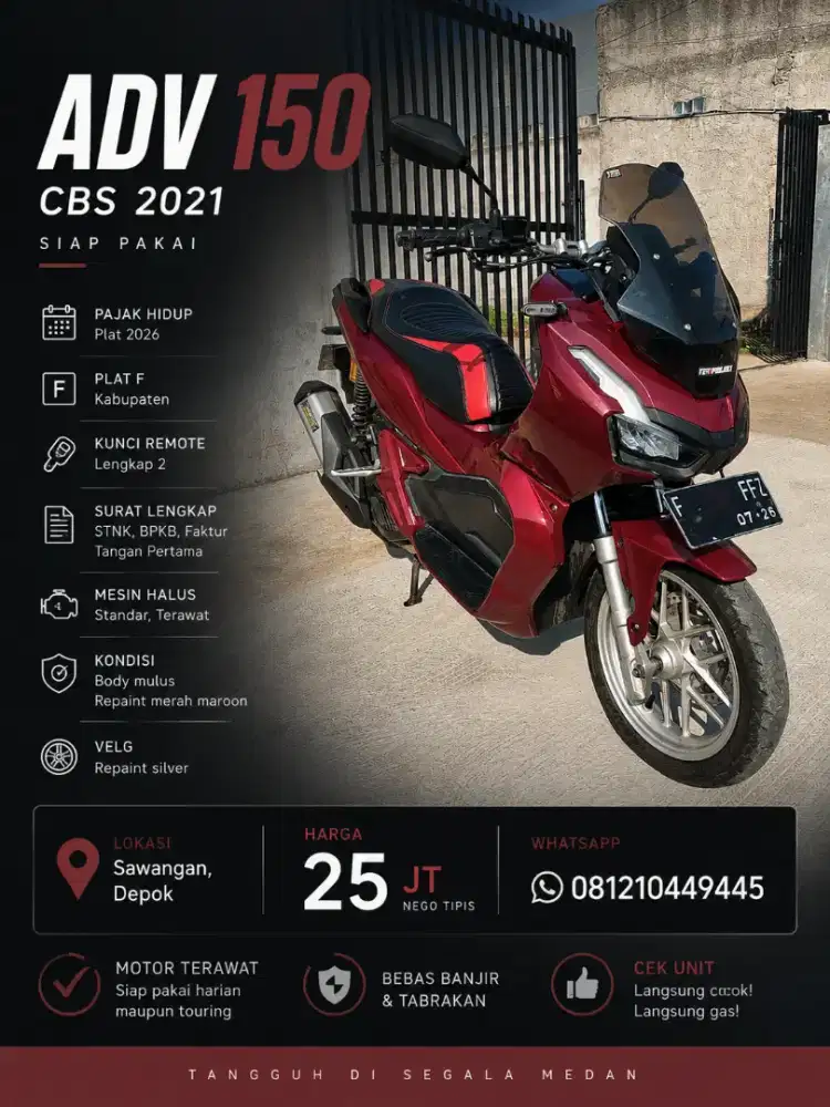 ADV 150 CBS 2021 Mulus Merah Maroon