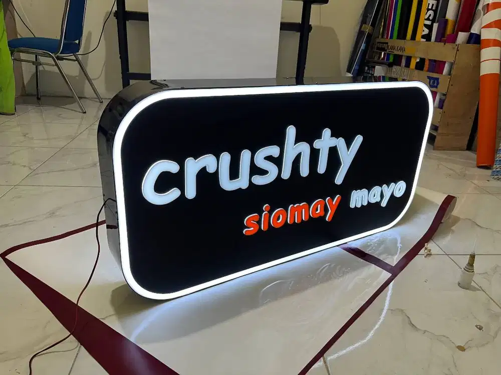 Neon Box Akrilik, Papan Nama Toko, Huruf Timbul