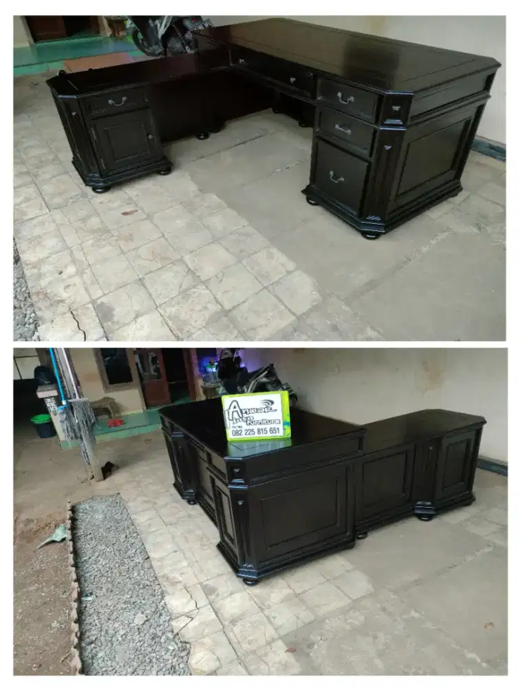 Meja kantor direktur minimalis full kayu jati