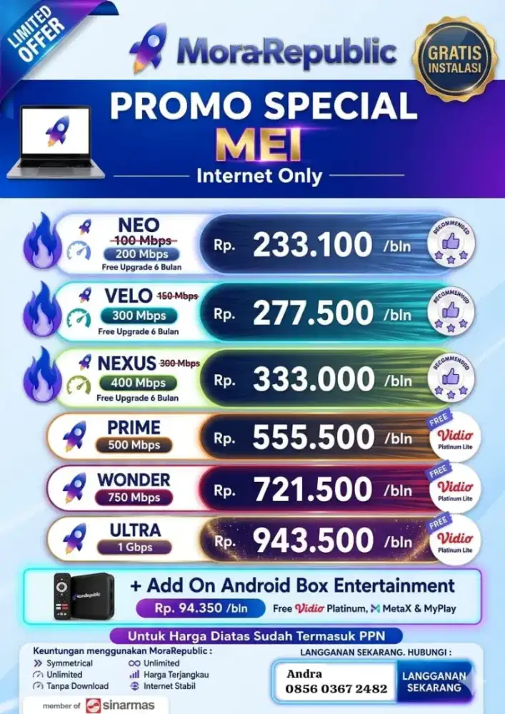 Promo wifi myrepublic 75 Mbps