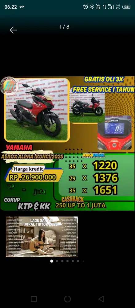 YAMAHA AEROX ALPHA 2025 DP&ANGSURAN TERMURAHSYRT KTP&KK(SUKSESMOTOR)