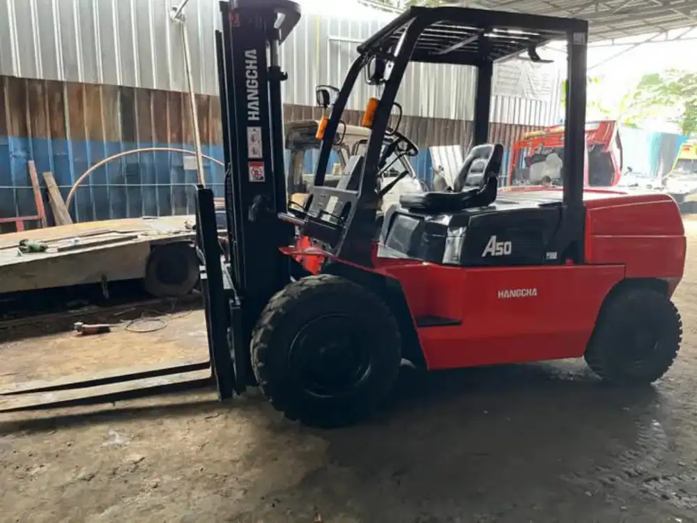 Forklift Hangcha 5 Ton,Matic,Tiang Fullfreelift,Tahun 2015 (Sideshif)