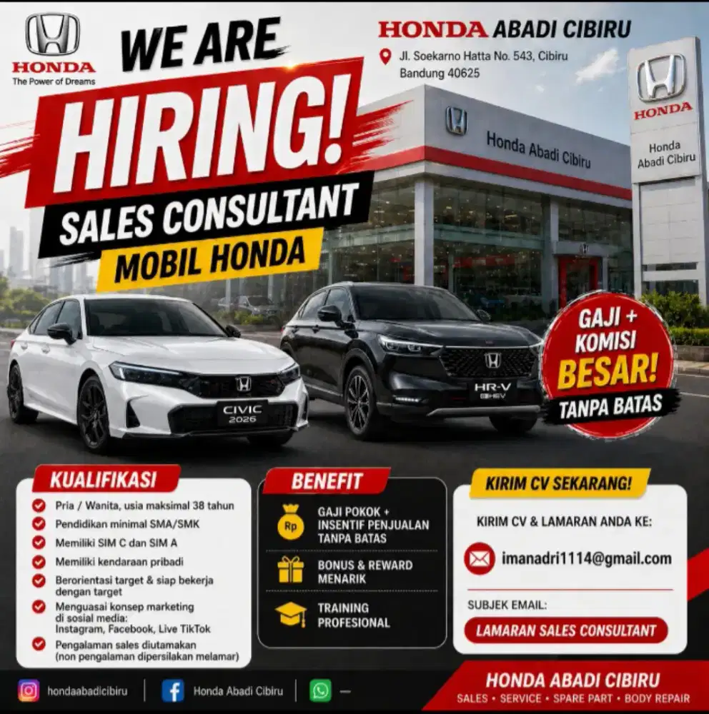 LOKER SALES MOBIL HONDA