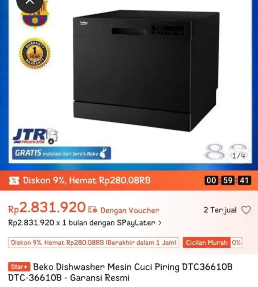 Mesin cuci piring mini beko bonus sabun cuci piring