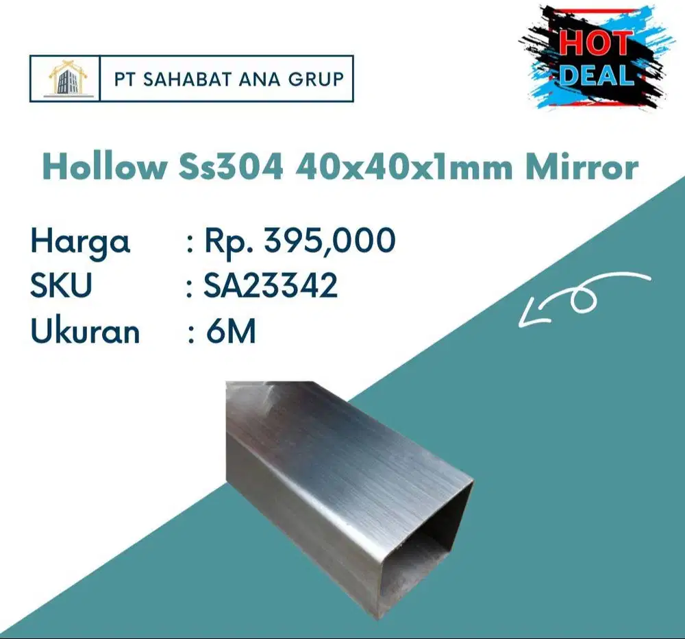 Hollow Ss304 40x40x1mm Mirror