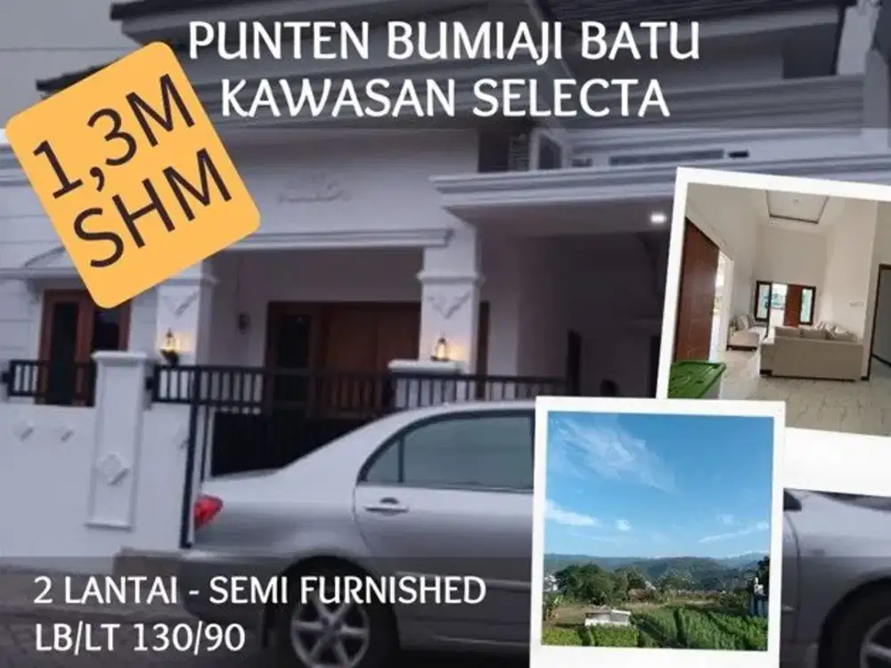 Rumah dijual punten bumiaji Selecta 3KT 2KM furnish 1,3M