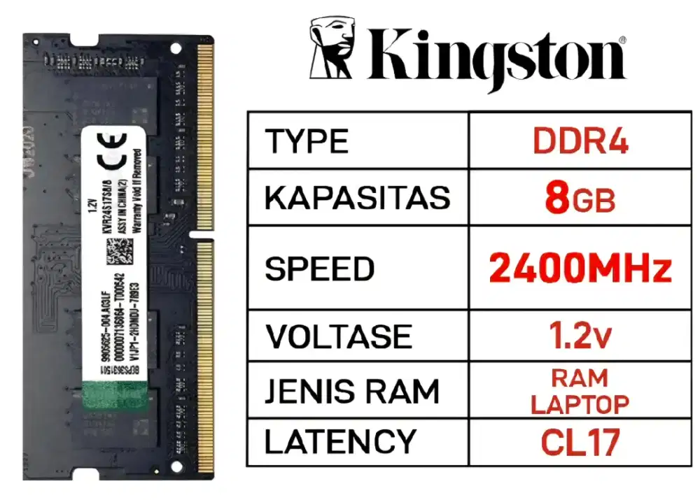 RAM LAPTOP DDR4 8GB KINGSTON 2400 MHz