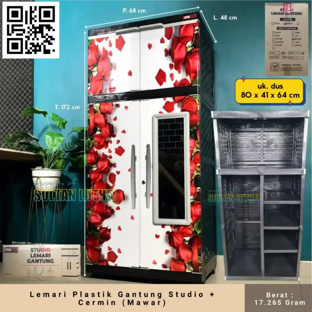 Lemari Plastik Gantung Studio + Cermin